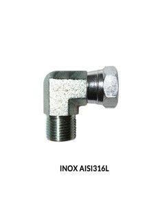 CODO 90º MACHO-HEMBRA GIRATORIA BSP (60º) INOX AISI 316L