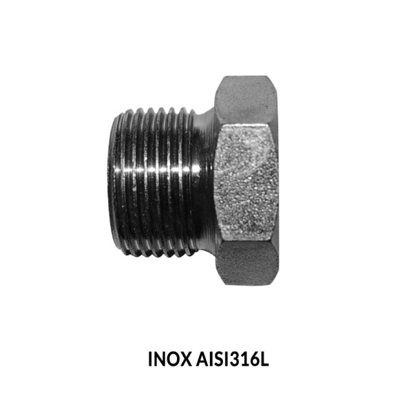 TAPON MACHO HEXAGONAL ROSCA BSP (60º) INOX AISI 316L